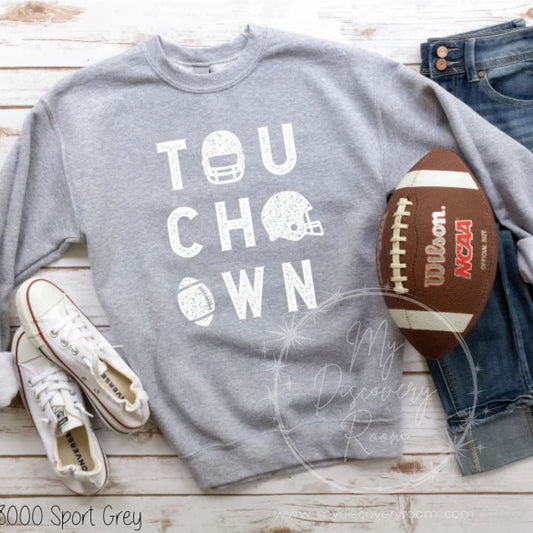 Touchdown with Helmet & Football Graphic Tee