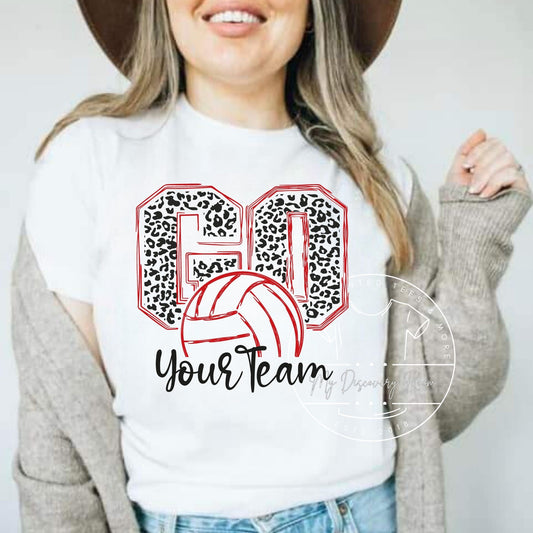 Custom Go Leopard Volleyball With Your Name Graphic Tee