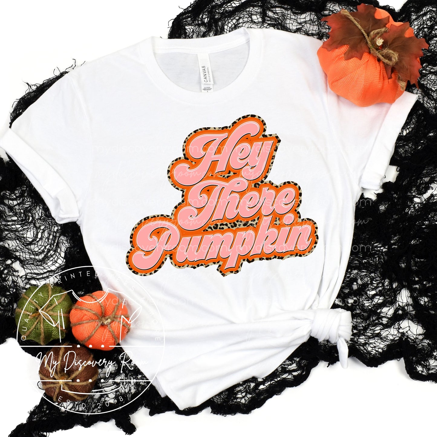 Hey There Pumpkin With Leopard Background Graphic Tee