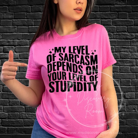 My Level Of Sarcasm Depends On Your Level Of Stupidity Graphic Tee
