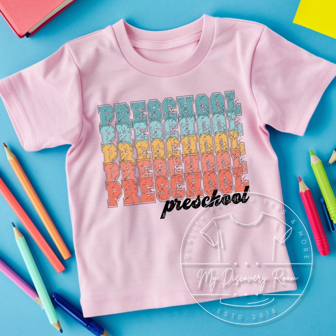 Multi Color Stacked Grade Level Graphic Tee