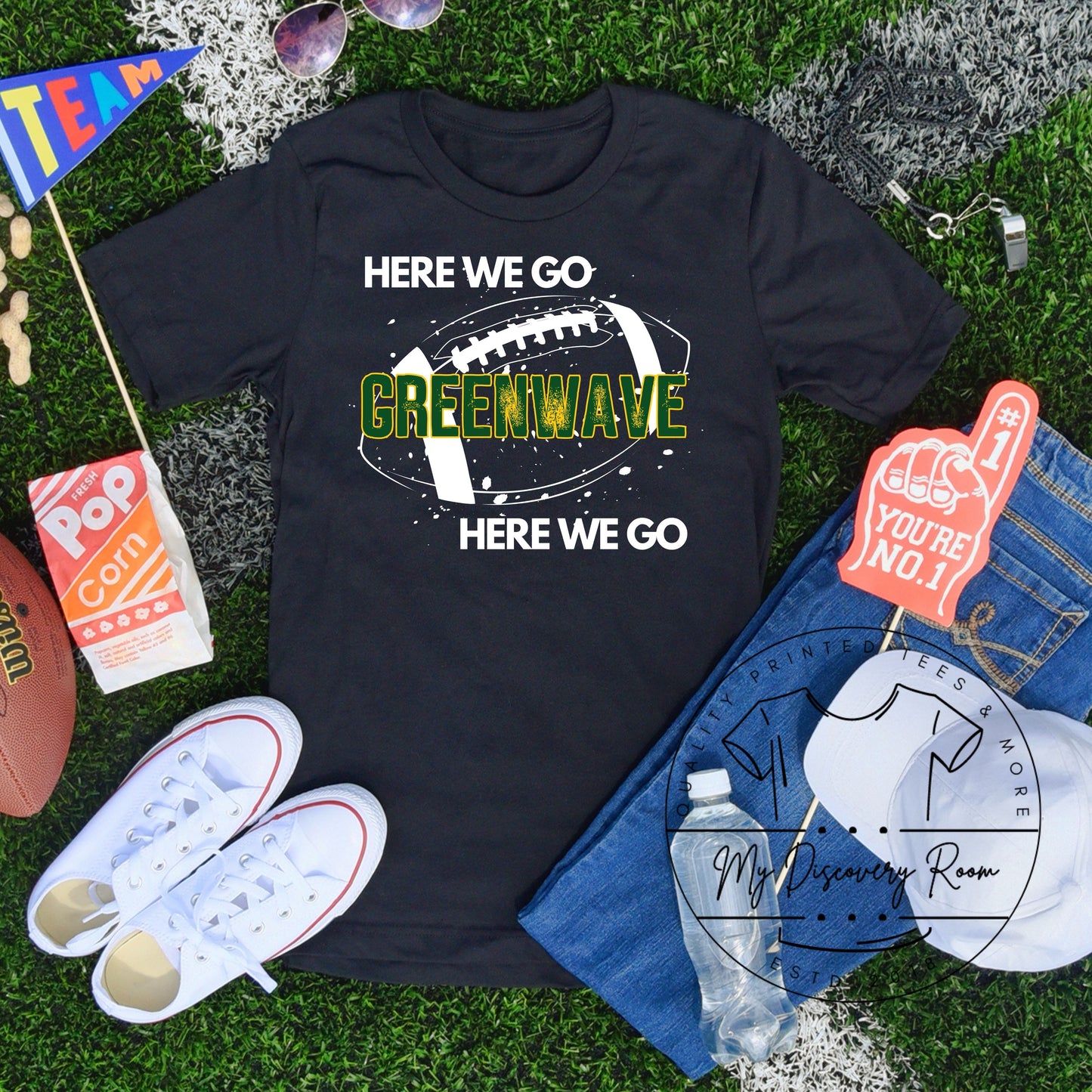 Here We Go Greenwave Here We Go Graphic Tee