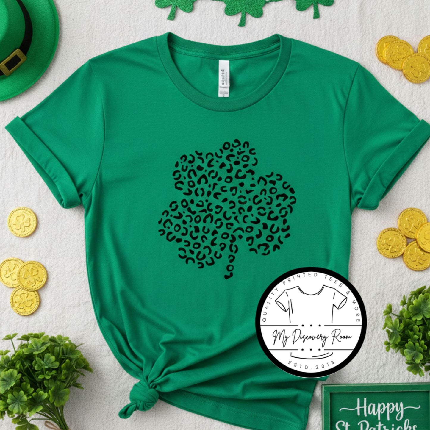 St. Patrick’s Leopard Print Shamrock Graphic Tee