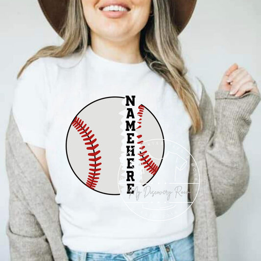 Baseball Frayed With Your Name Graphic Tee