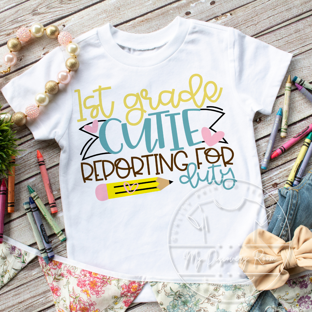Grade Level Cutie Reporting For Duty Graphic Tee