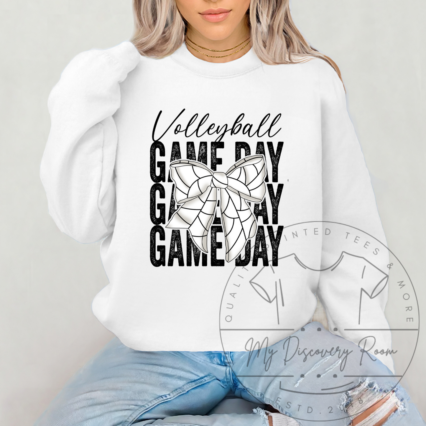 Volleyball Game Day W/ Bow Coquette Graphic Tee