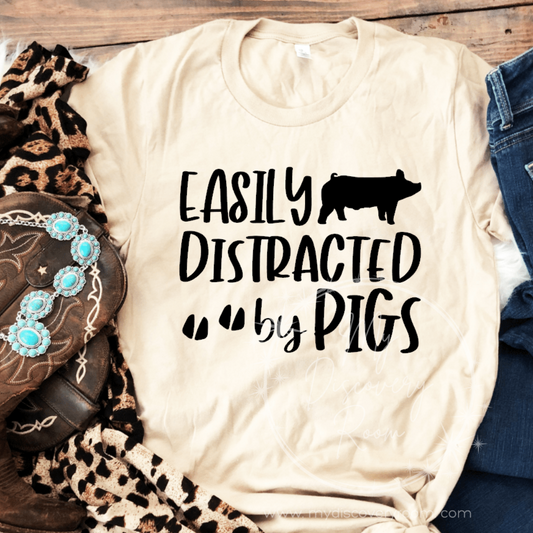 Easily Distracted By Pigs Graphic Tee
