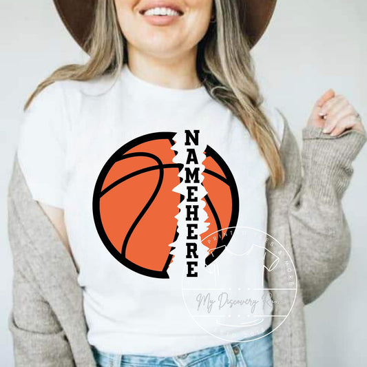Basketball Frayed With Your Name Graphic Tee