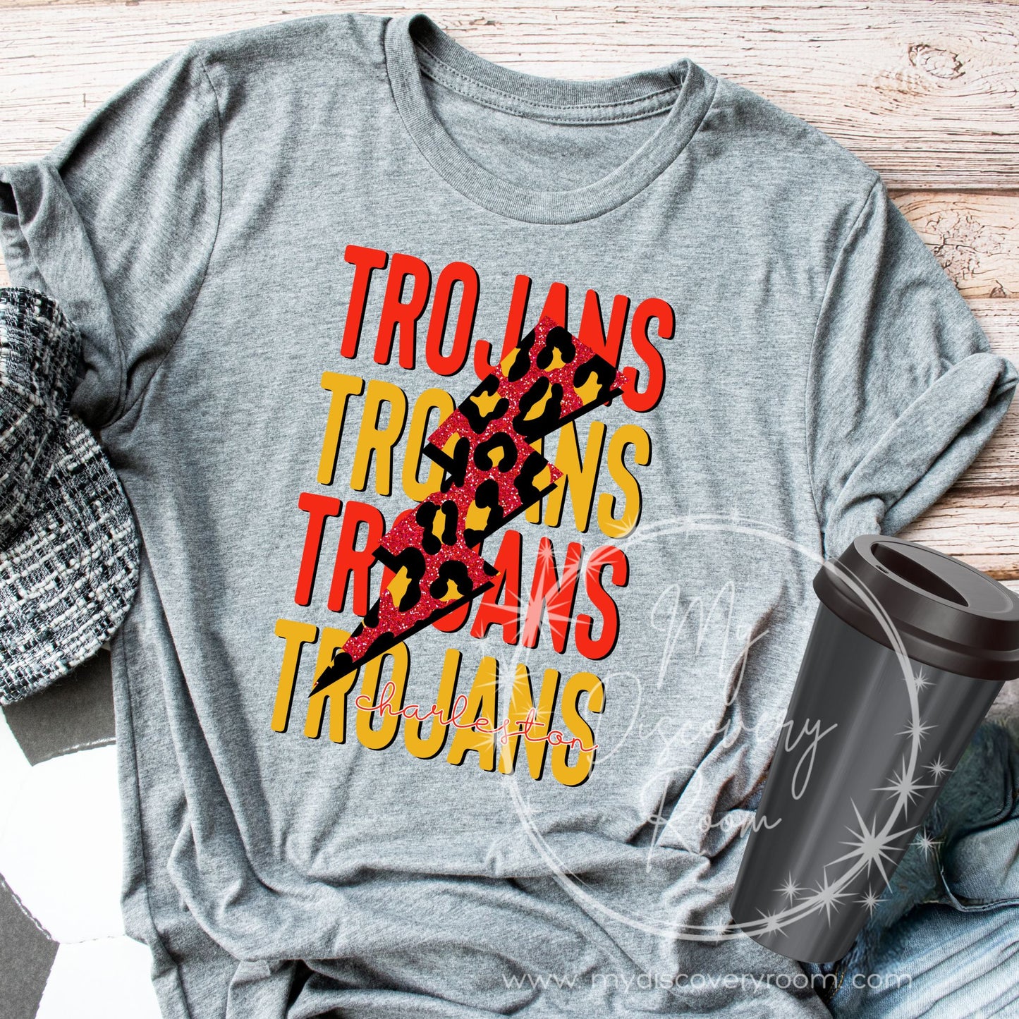 Trojans Charleston with Lighting Bolt Graphic Tee