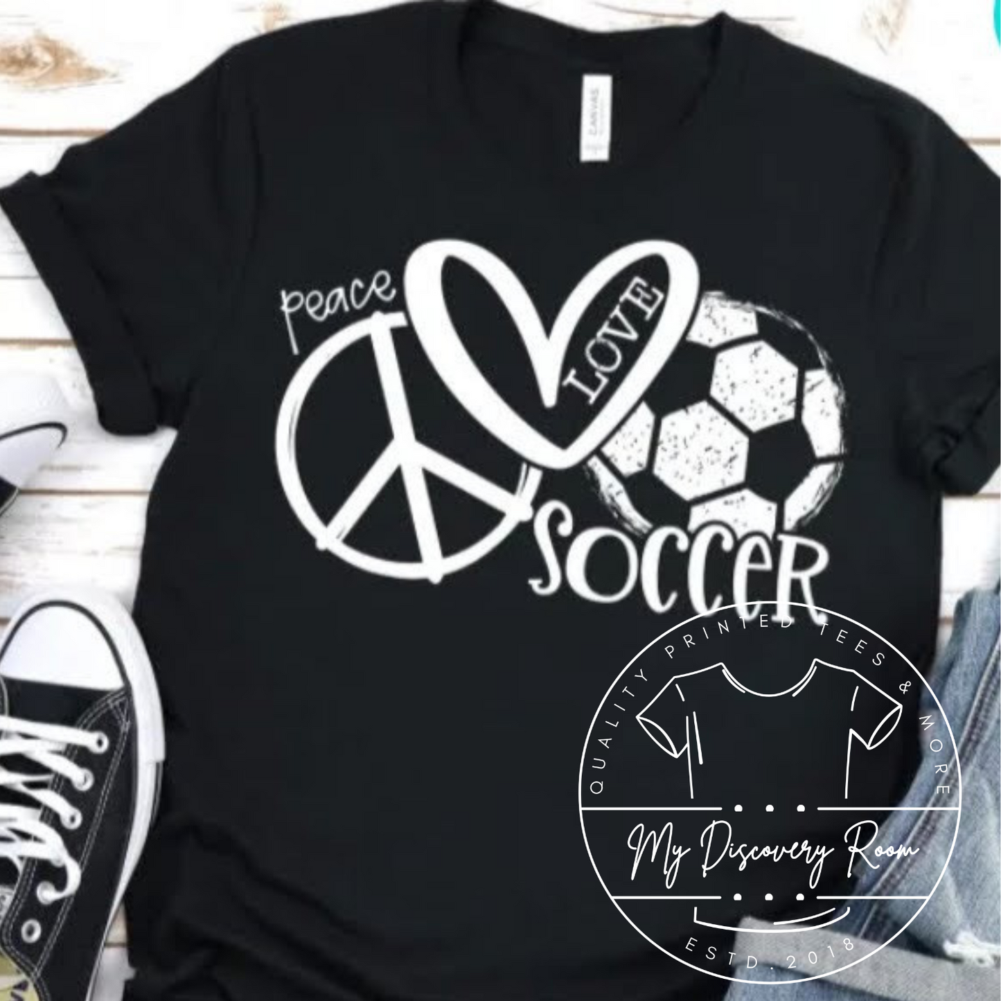 Peace Love Soccer Graphic Tee