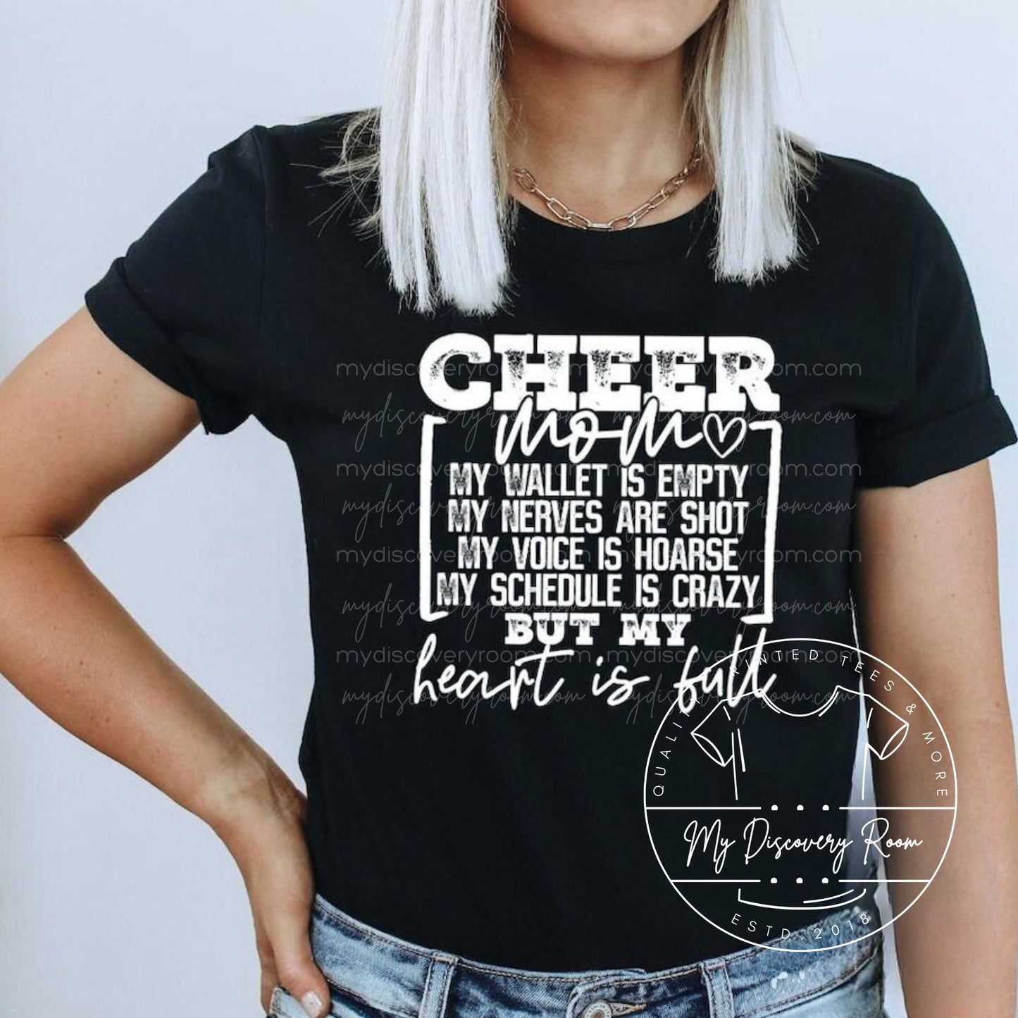 Cheer Mom - Empty Wallet Full Heart Graphic Tee - MyDiscoveryRoom