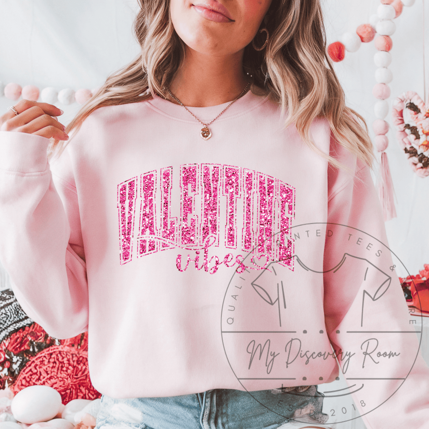 Faux Glitter Valentine Vibes Graphic Tee - MyDiscoveryRoom