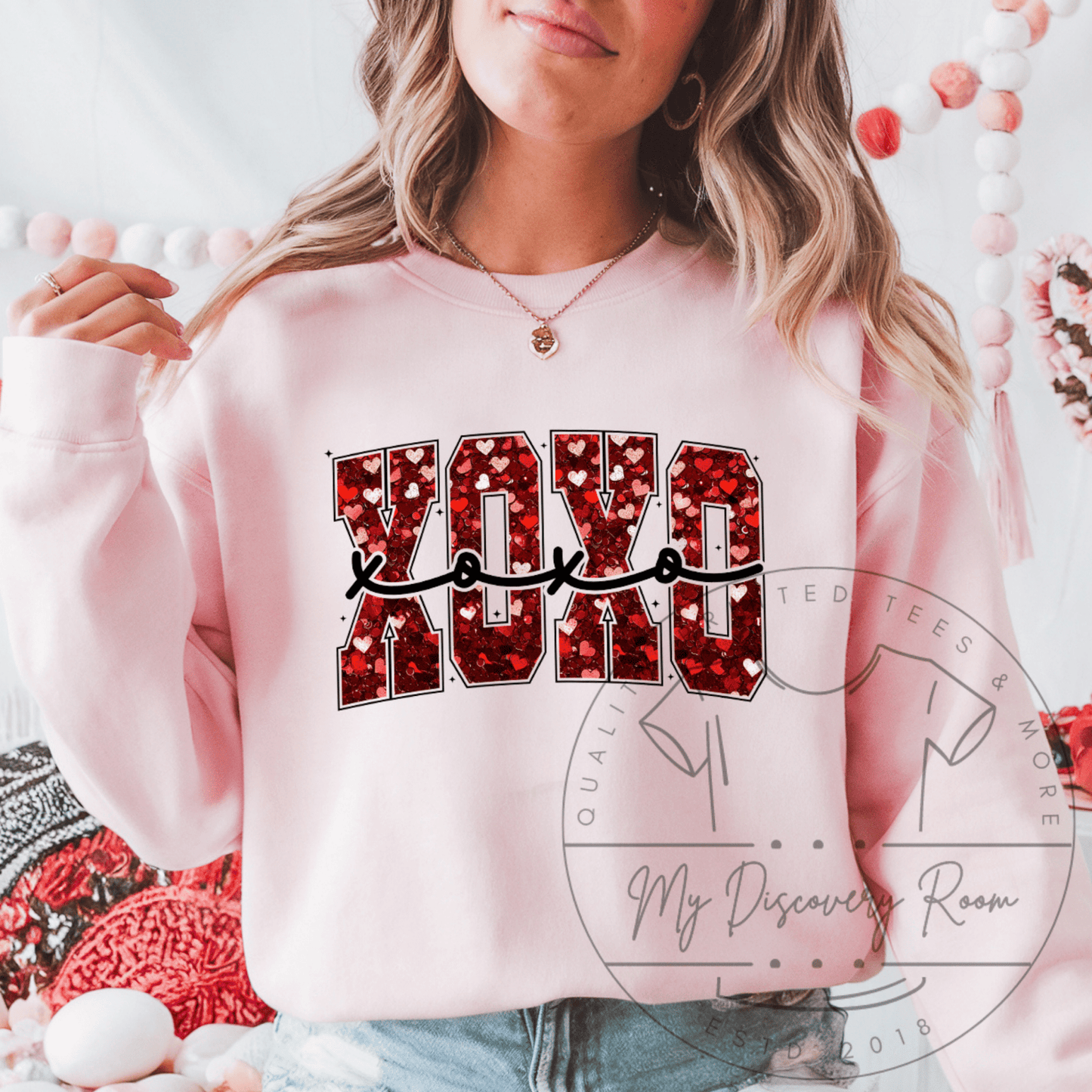 Faux Sequin XOXO xoxo Graphic Tee - MyDiscoveryRoom