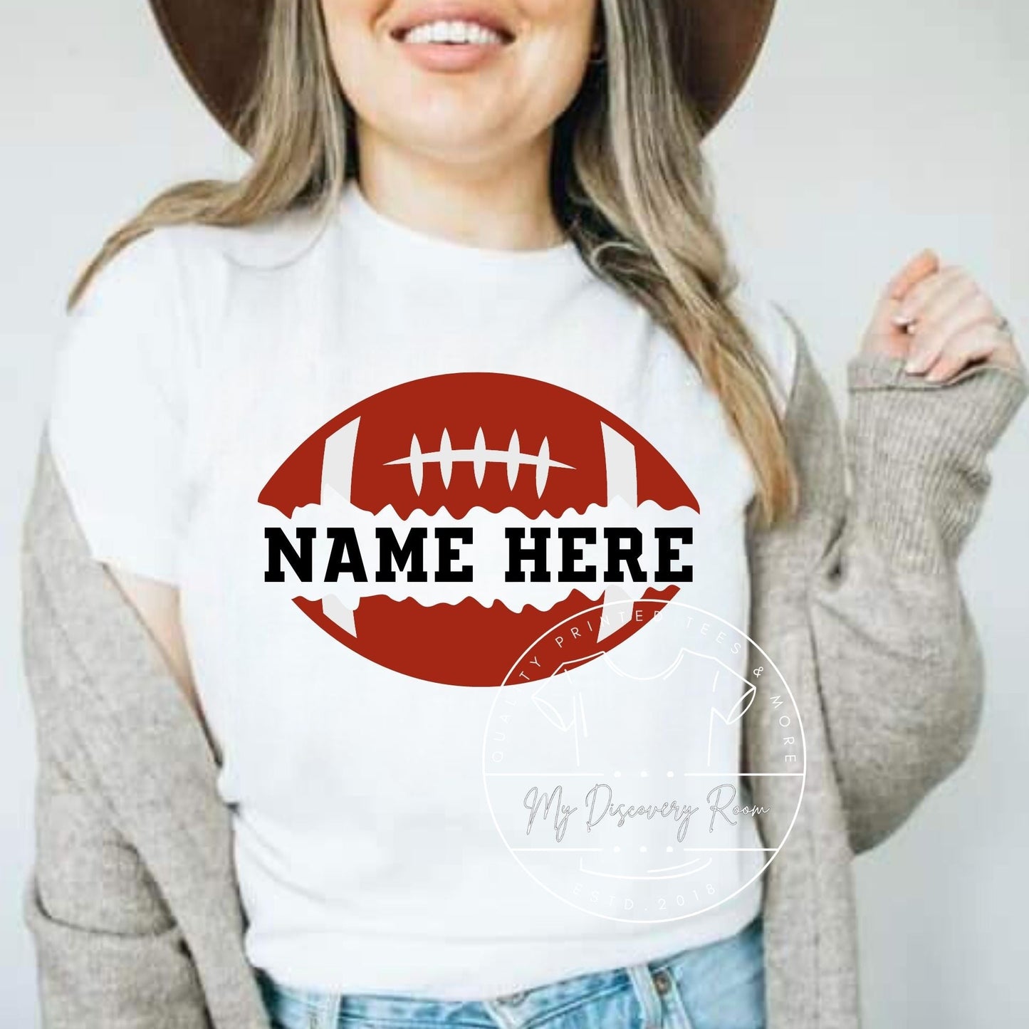 Football Frayed With Your Name Graphic Tee - MyDiscoveryRoom