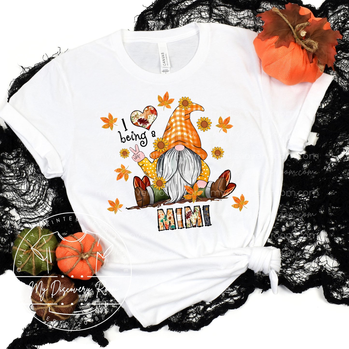 I Love Being A Mimi With Fall Gnome Graphic Tee