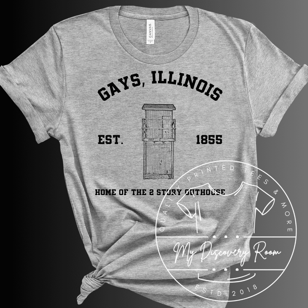 Gays, IL Two Story Outhouse Graphic Tee - MyDiscoveryRoom