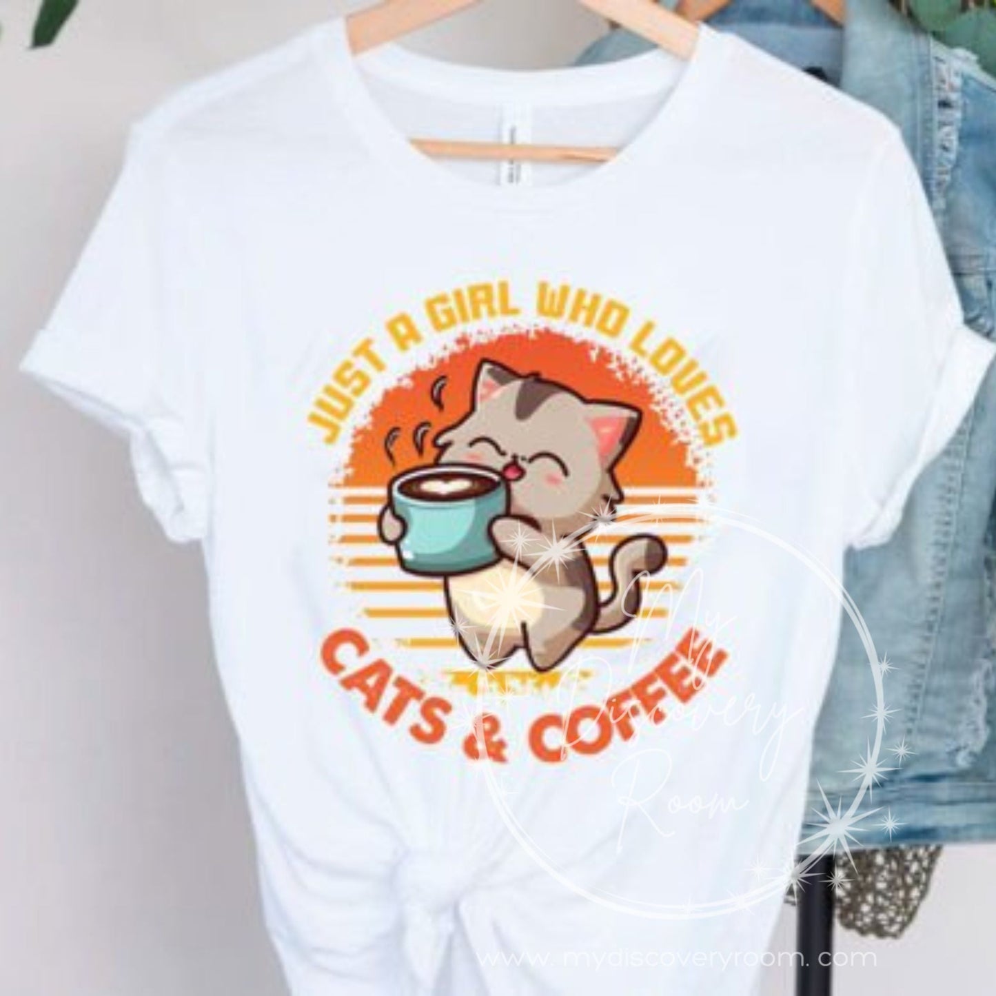 Just A Girl Who Loves Cats & Coffee Graphic Tee - MyDiscoveryRoom