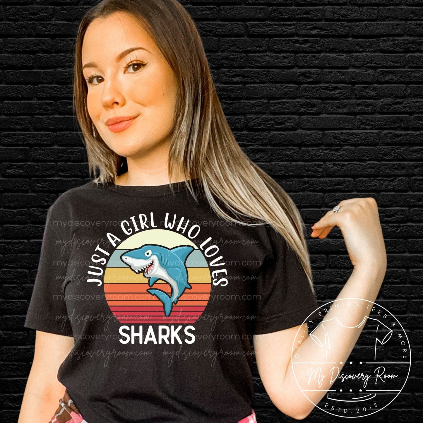 Just A Girl Who Loves Sharks Graphic Tee - MyDiscoveryRoom