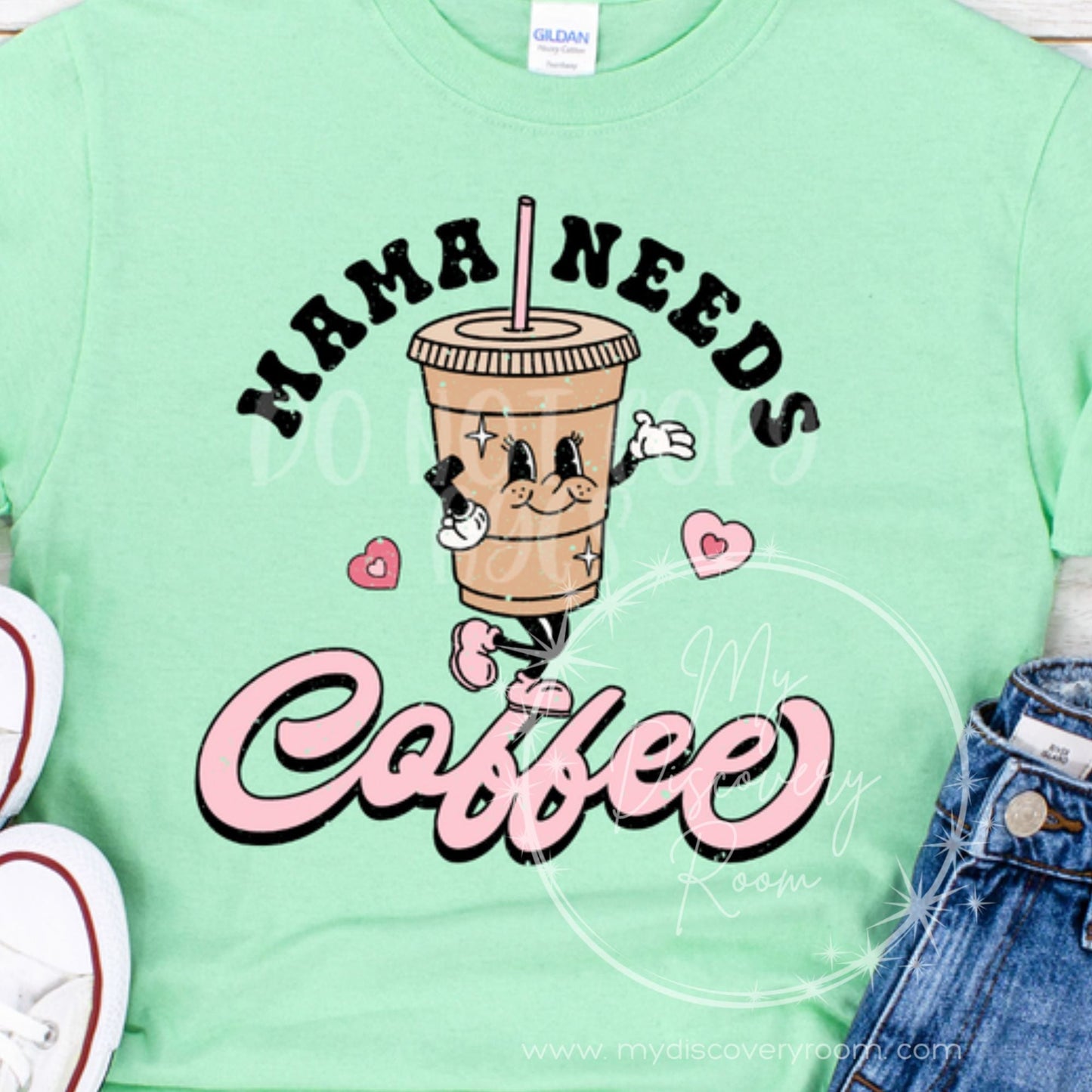 Mama Needs Coffee w/Cute Iced Coffee Graphic Tee - MyDiscoveryRoom