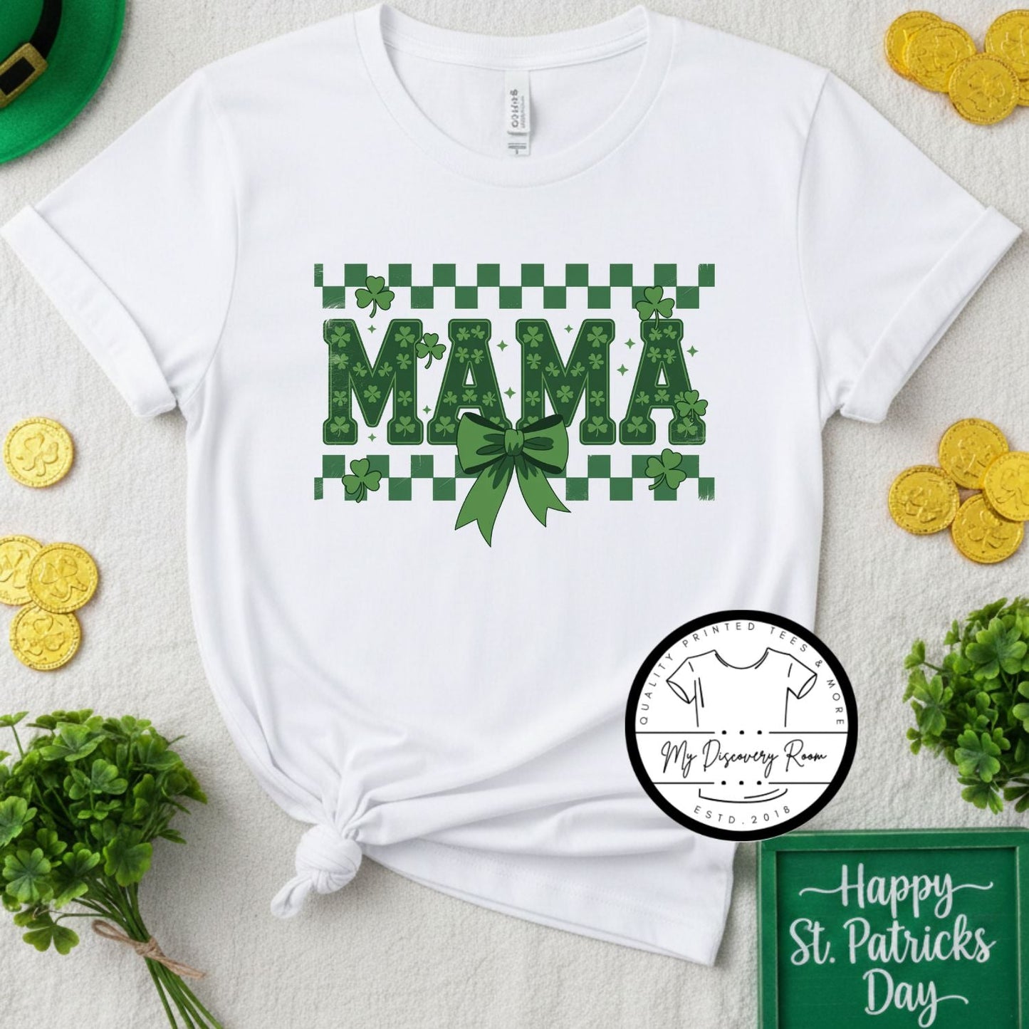 Mama with Bow St. Patrick’s Day Graphic Tee - MyDiscoveryRoom