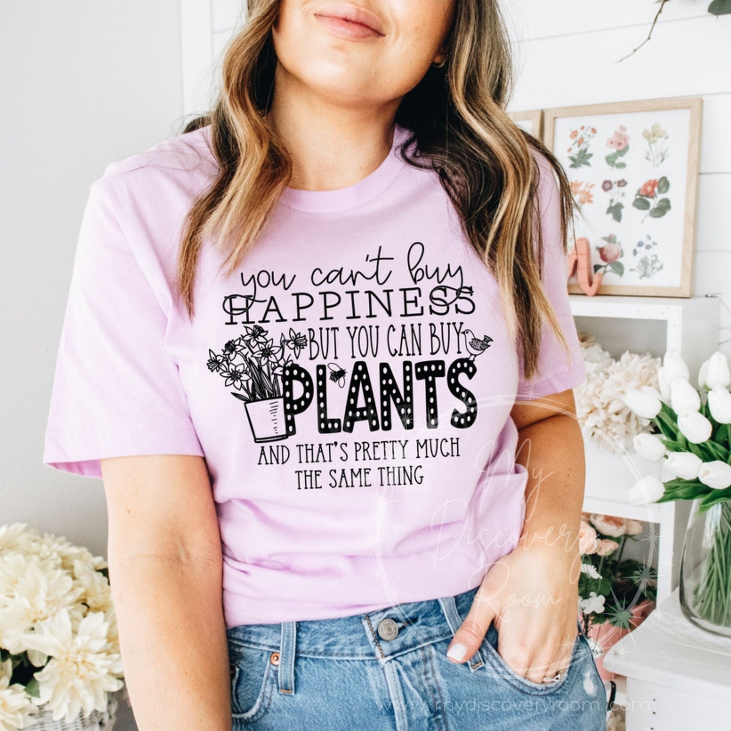 Money Can't Buy Happiness, But It Can Buy Plants Graphic Tee - MyDiscoveryRoom
