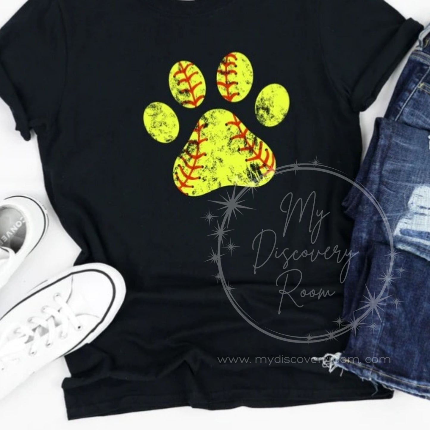 Softball Paw Print Graphic Tee - MyDiscoveryRoom