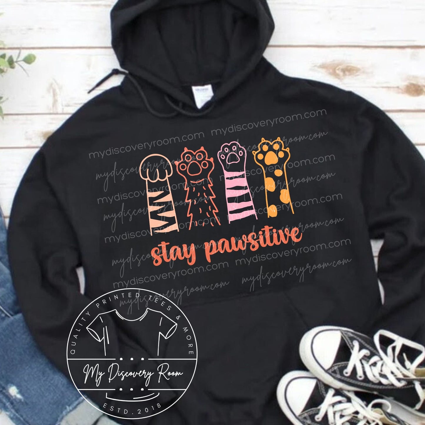 Stay Pawsitive Graphic Tee - MyDiscoveryRoom