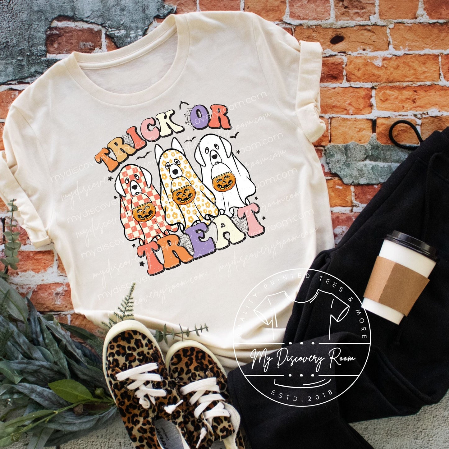 Three Dog Trick or Treat Graphic Tee - MyDiscoveryRoom