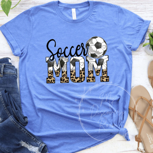Soccer Mom w/Leopard Print Graphic Tee