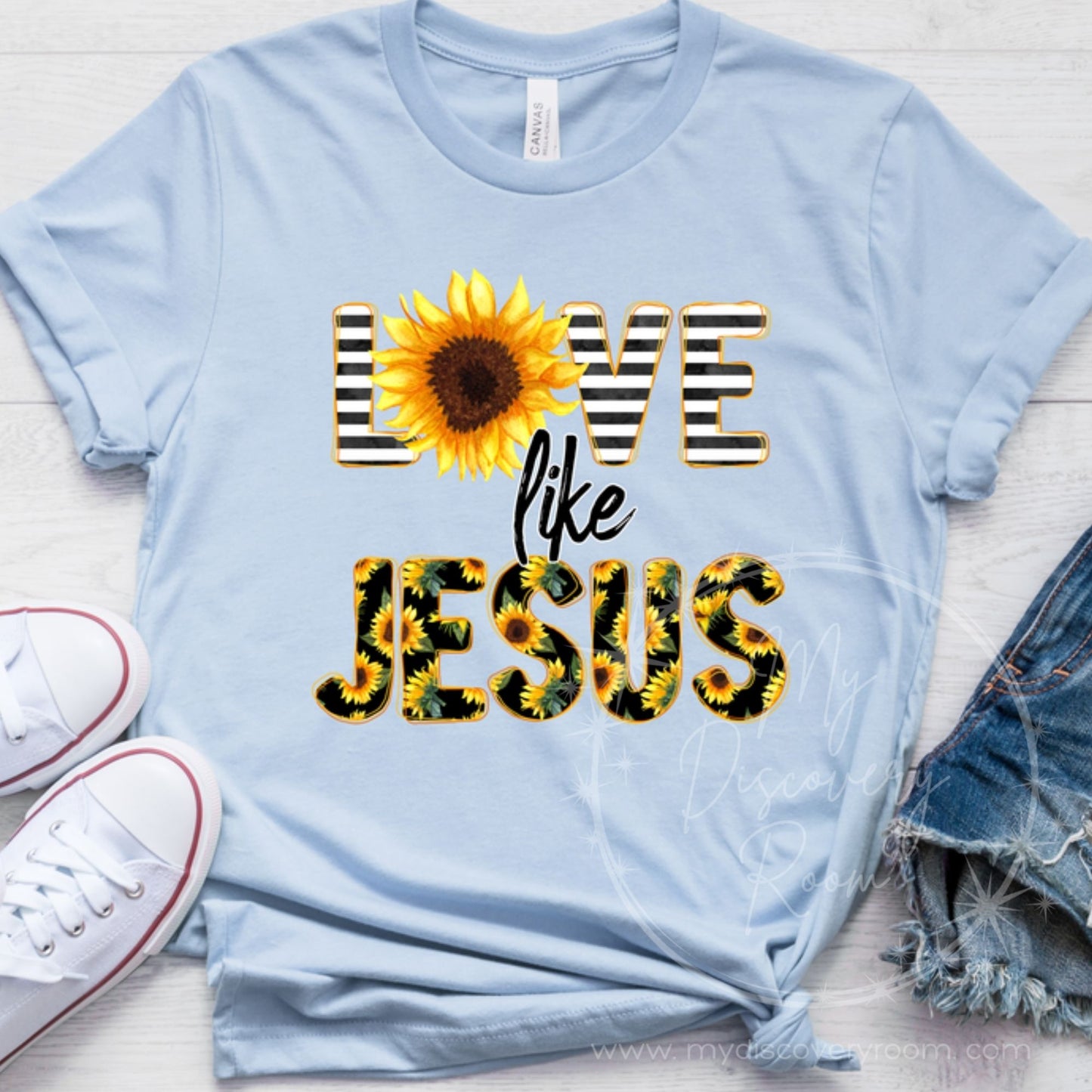 Love like Jesus - Sunflower Print Graphic Tee