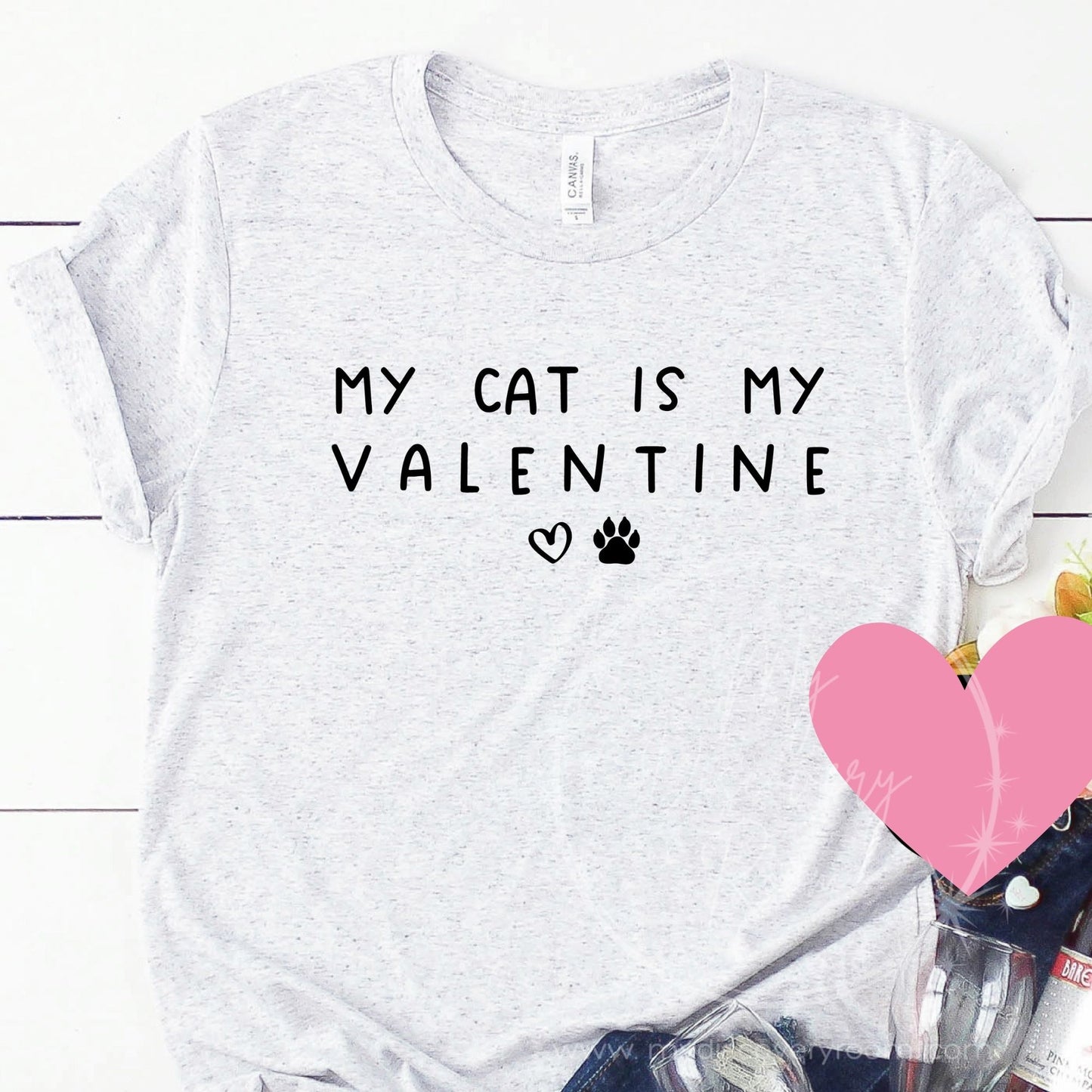My Cat Is My Valentine Graphic Tee