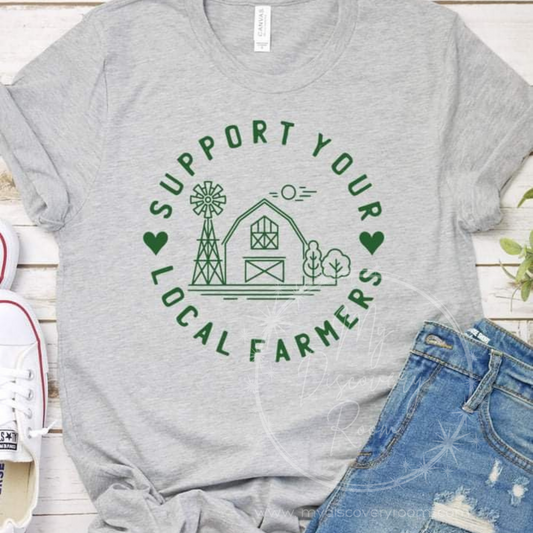 Support Local Farmers Green Ink Graphic Tee