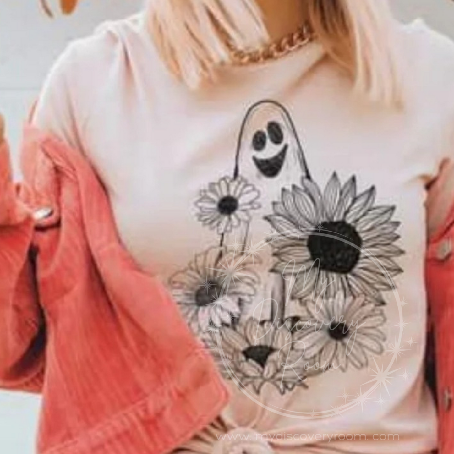 Ghost with Sunflowers Graphic Tee
