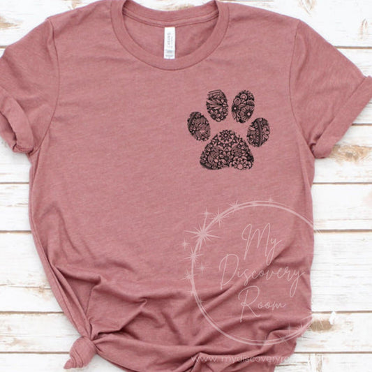 Floral Paw Print Chest Logo Graphic Tee