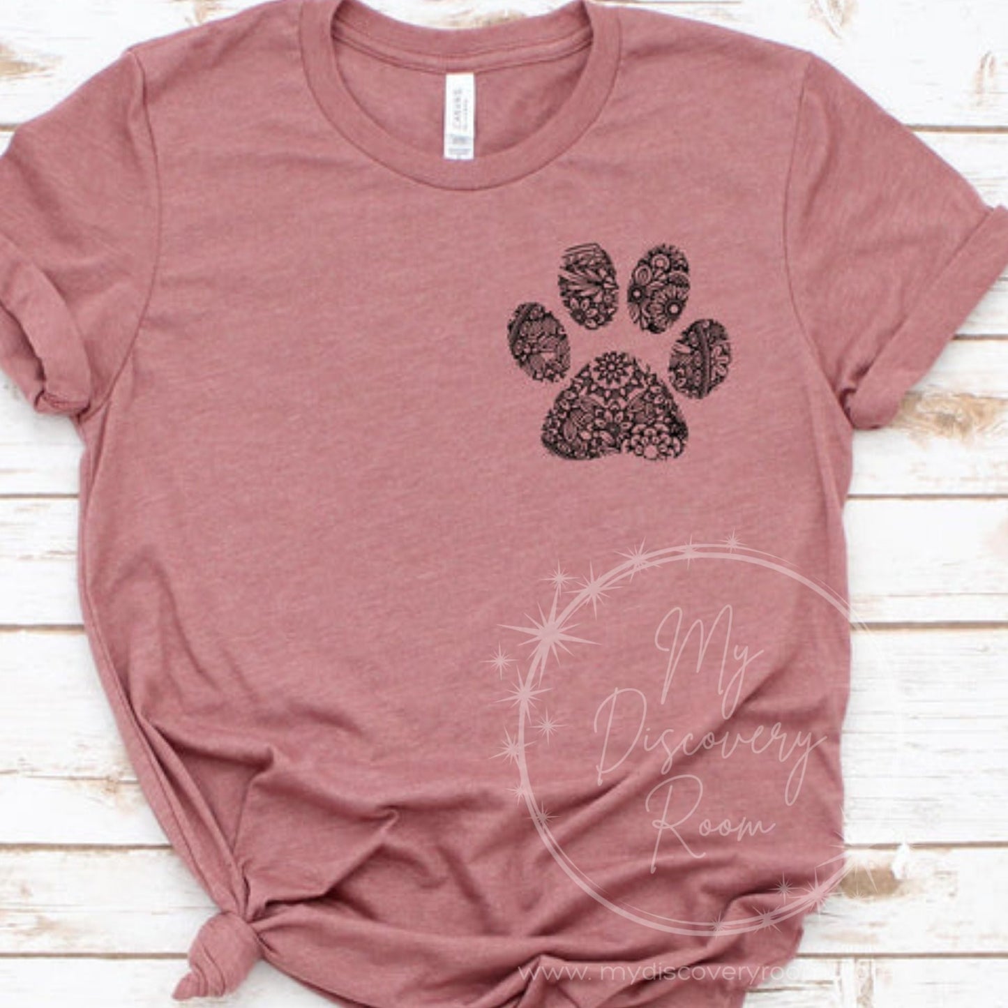Floral Paw Print Chest Logo Graphic Tee - MyDiscoveryRoom