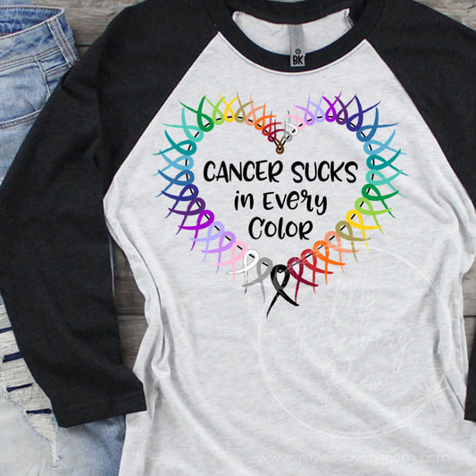 Cancer Sucks In Every Color Graphic Tee