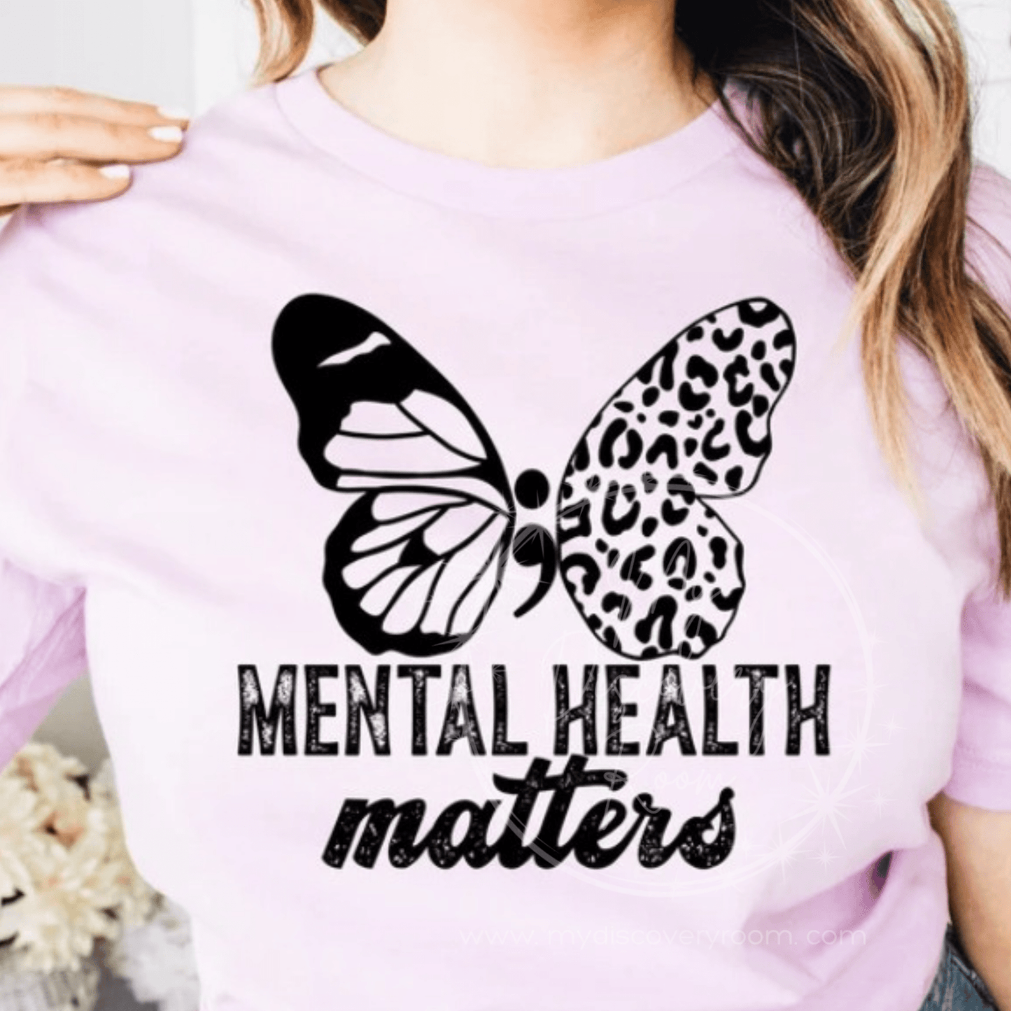 Mental Health Matters w/ Butterfly & Semi Colon Graphic Tee - MyDiscoveryRoom