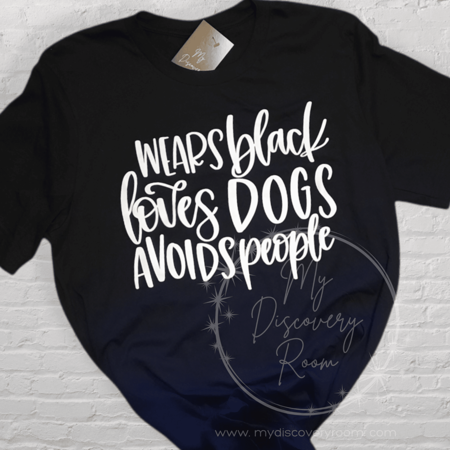 Wears Black, Loves Dogs, Avoids People Graphic Tee - MyDiscoveryRoom
