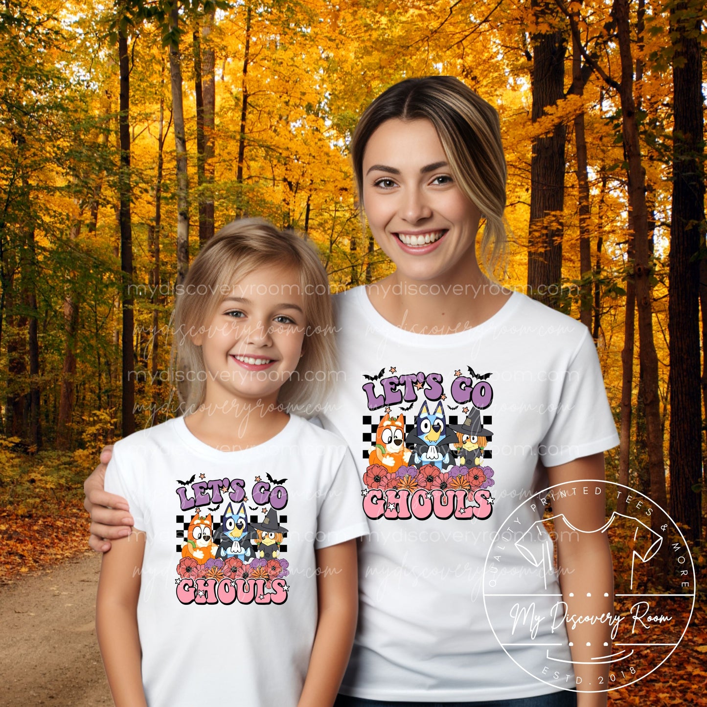Let's Go Ghouls Blue Dog Adult Size Graphic Tee