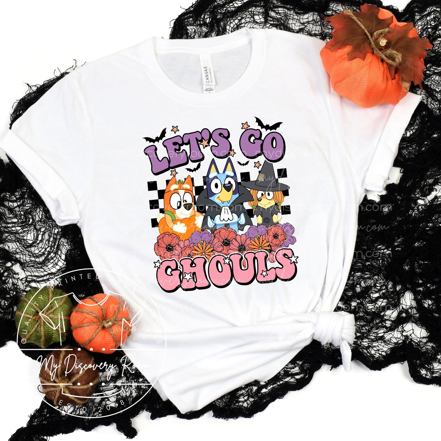 Let's Go Ghouls Blue Dog Adult Size Graphic Tee