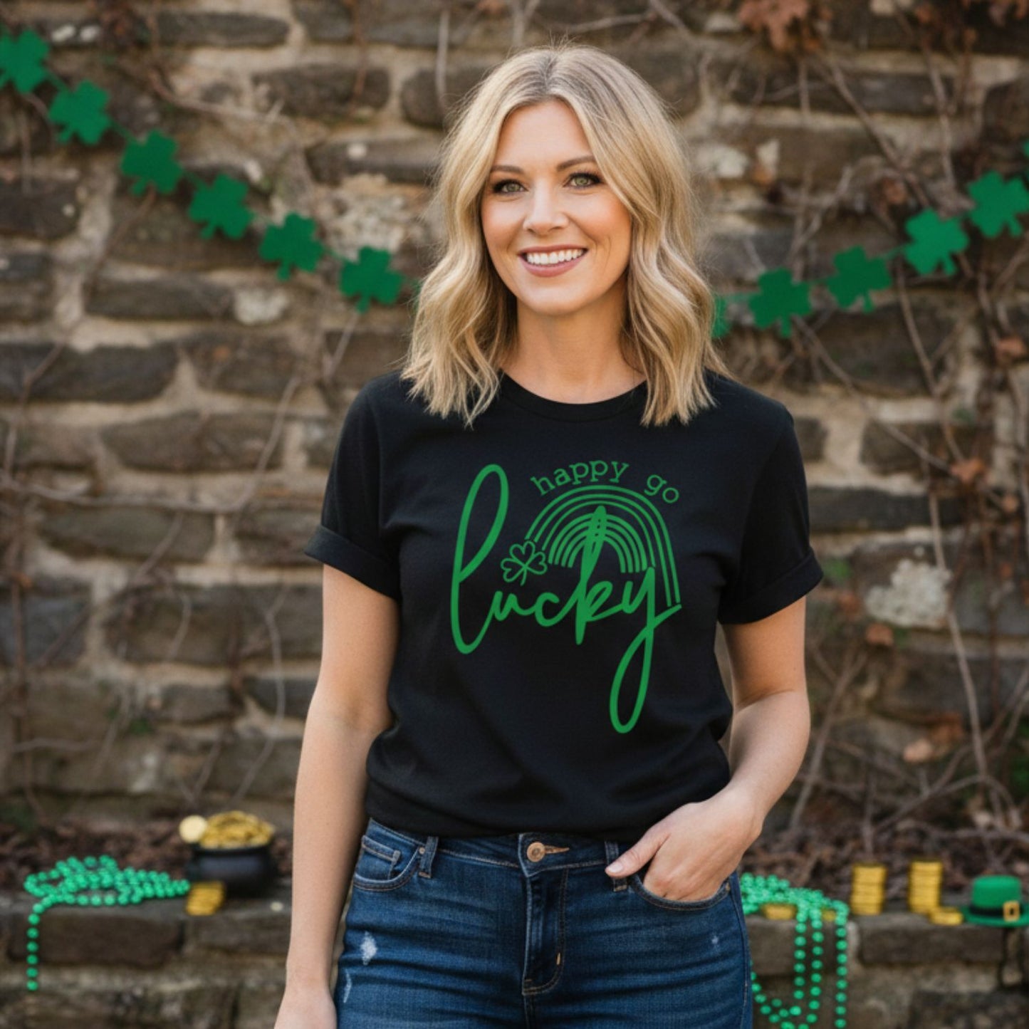 Happy Go Lucky Rainbow Graphic Tee