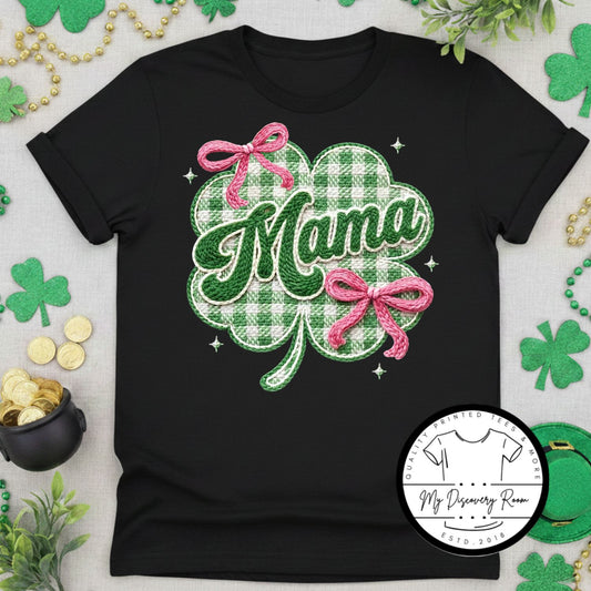 Mama Shamrock with Bows Graphic Tee
