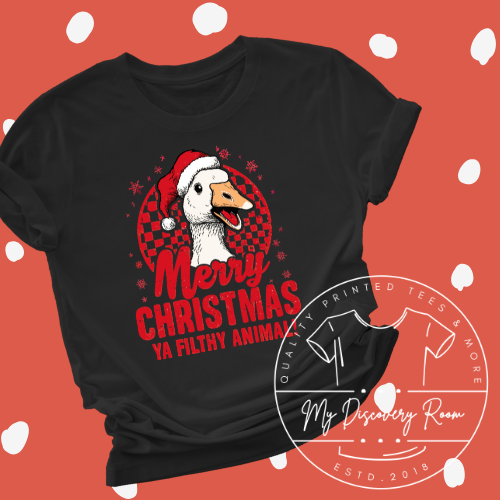 Merry Christmas Ya Filthy Animal Goose Graphic Tee