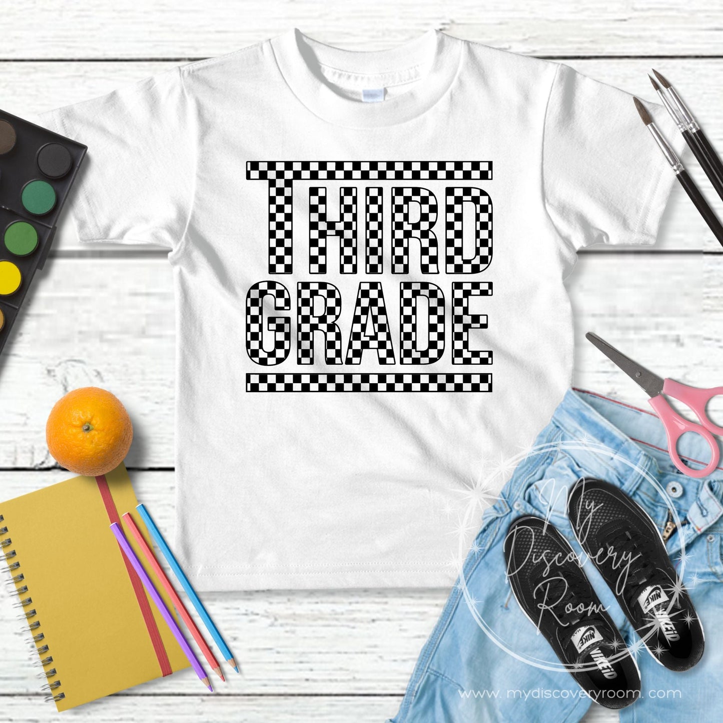 Black Checkered Grade Level Graphic Tee - MyDiscoveryRoom