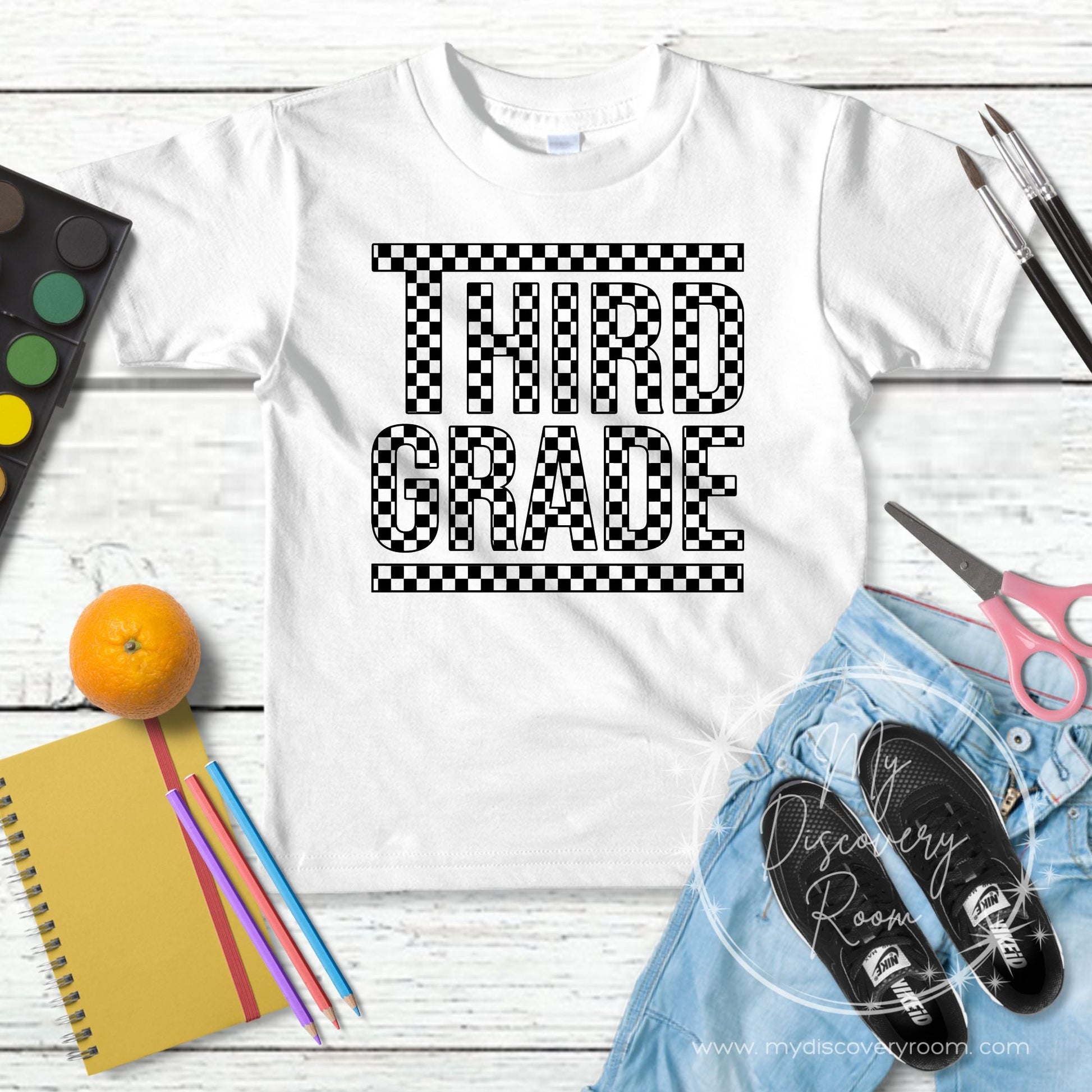 Black Checkered Grade Level Graphic Tee - MyDiscoveryRoom