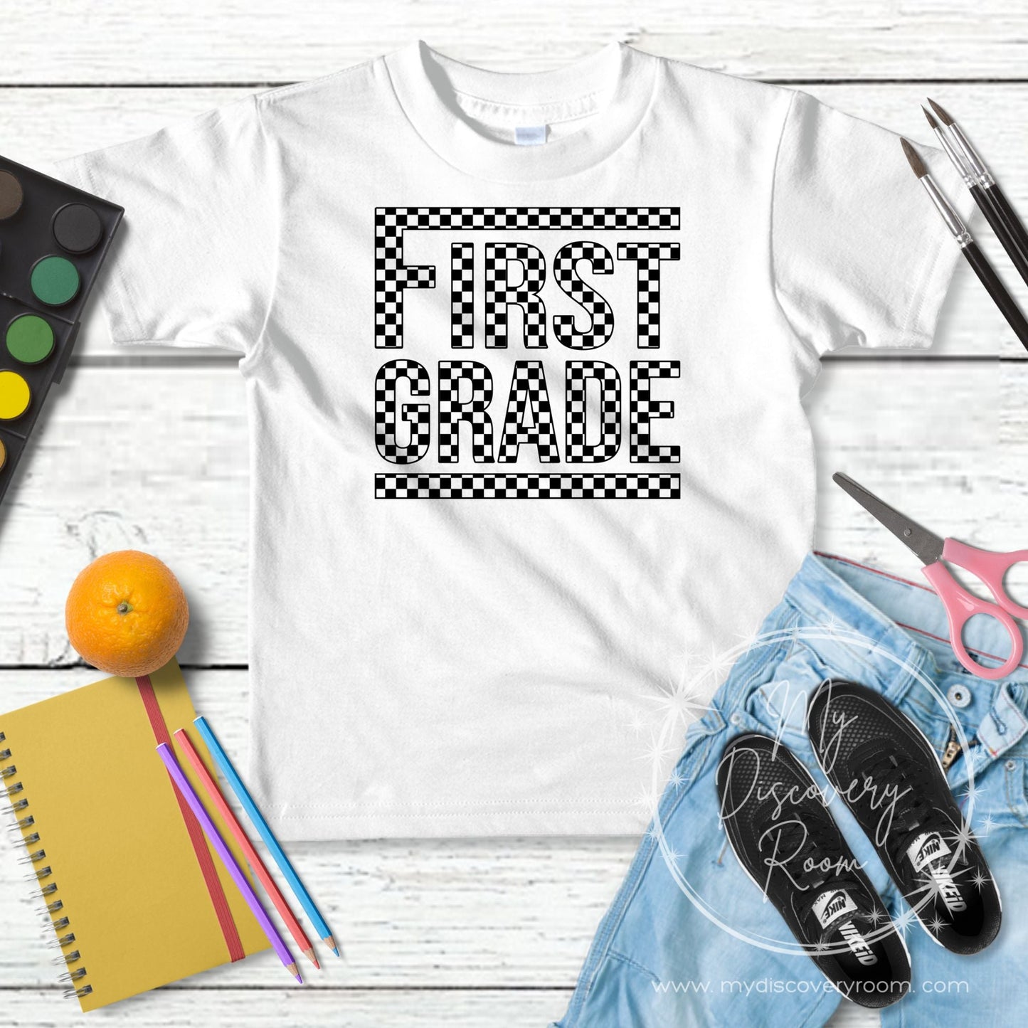 Black Checkered Grade Level Graphic Tee - MyDiscoveryRoom