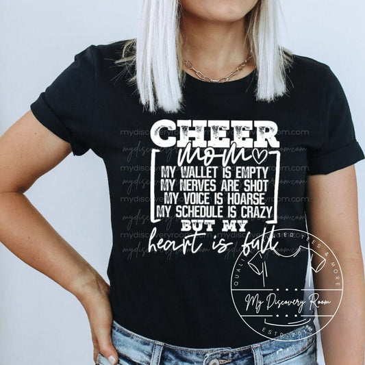 Cheer Mom - Empty Wallet Full Heart Graphic Tee - MyDiscoveryRoom