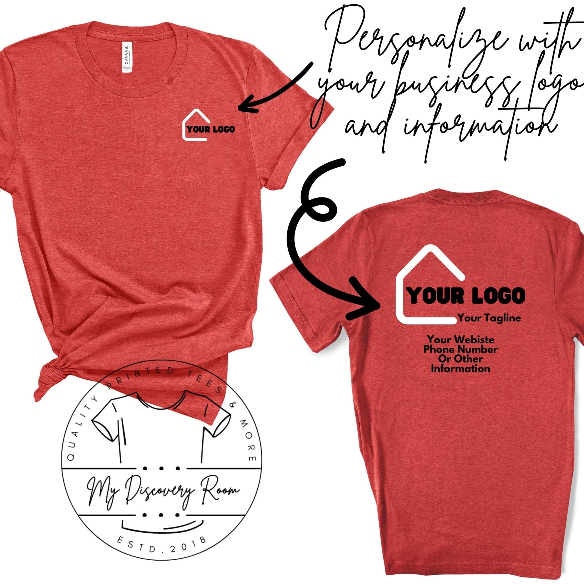Custom Front Chest Design and Full Back Design Personalized T-Shirt - MyDiscoveryRoom