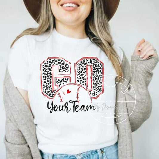 Custom Go Leopard Baseball/Softball With Your Name Graphic Tee - MyDiscoveryRoom