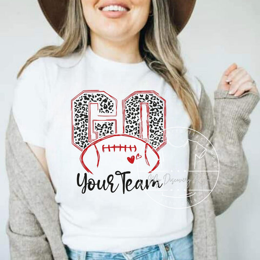 Custom Go Leopard Football With Your Name Graphic Tee - MyDiscoveryRoom